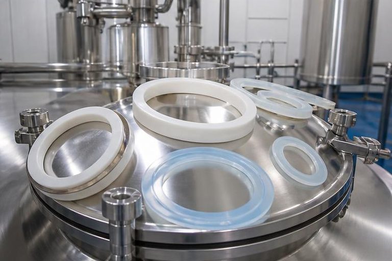 Photo-style industrial gasket image for Food-Grade Silicone Gaskets Surviving Extreme Temperatures in Food Processing