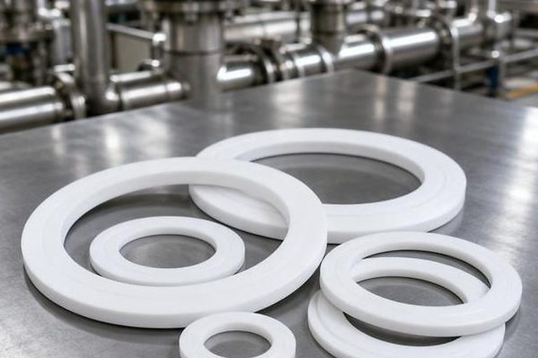 Photo-style industrial gasket image for PTFE Gaskets for Oil and Petrochemical Refineries