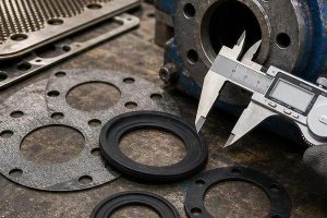 Photo-style industrial gasket image for Graphite Gaskets for Offshore and Marine Asset Protection